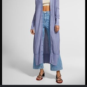 Free People Hudson Maxi Blue Cardigan